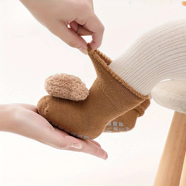 Chaussettes pour Bébé en Coton Avec L’Adhérence D’Un Ours Mignon – Image 3