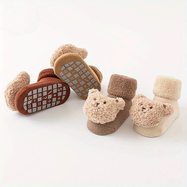 Chaussettes pour Bébé en Coton Avec L’Adhérence D’Un Ours Mignon – Image 5