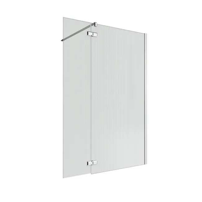 Paroi de douche à l'italienne verre rainuré, l.100+40 cm, Ep.8 mm chromé – Image 3