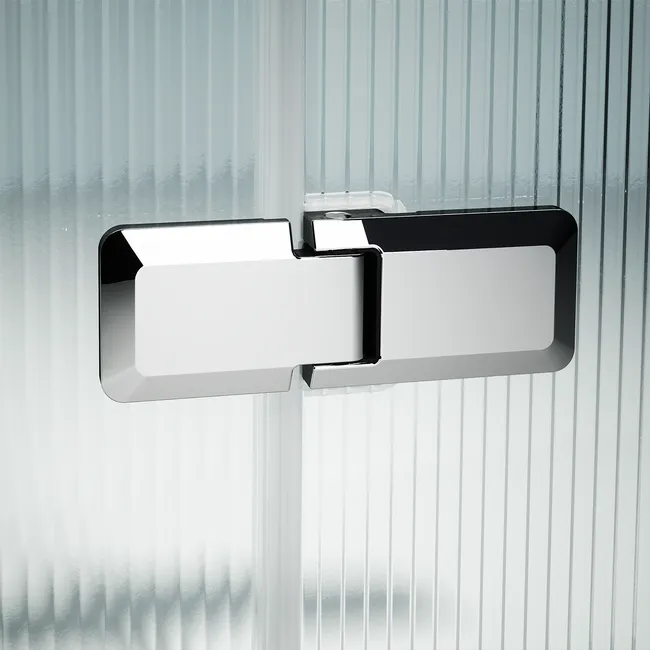 Paroi de douche à l'italienne verre rainuré, l.100+40 cm, Ep.8 mm chromé – Image 2