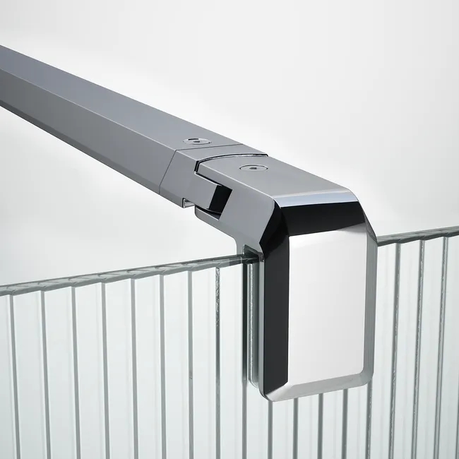 Paroi de douche à l'italienne verre rainuré, l.100+40 cm, Ep.8 mm chromé – Image 6