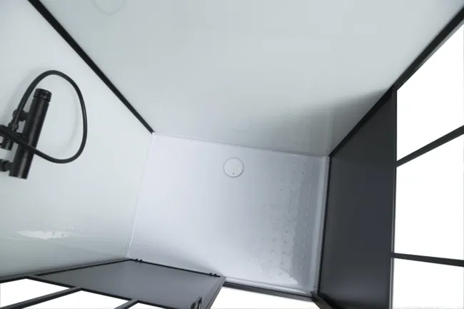 Cabine de douche d'angle industrielle L.120 x l.90 cm noir – Image 7